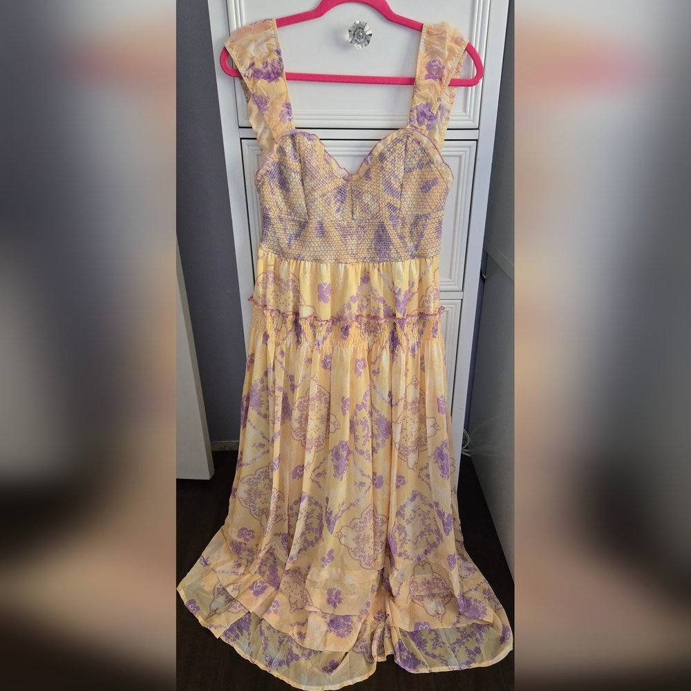 Taoocy Yellow and Purple Maxi Dress Size M NWOT - Picture 4 of 8